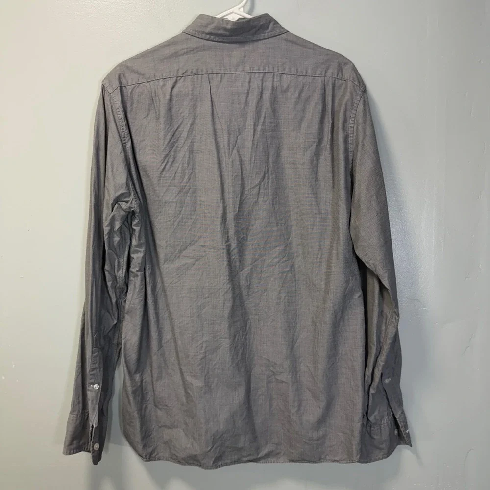 J Crew Mens Slim Fit Button Down Shirt Grey Cotton Large 31187 Business Office